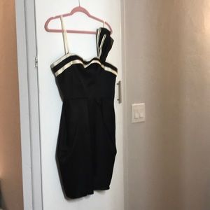 Bcbg one shoulder satin cocktail dress